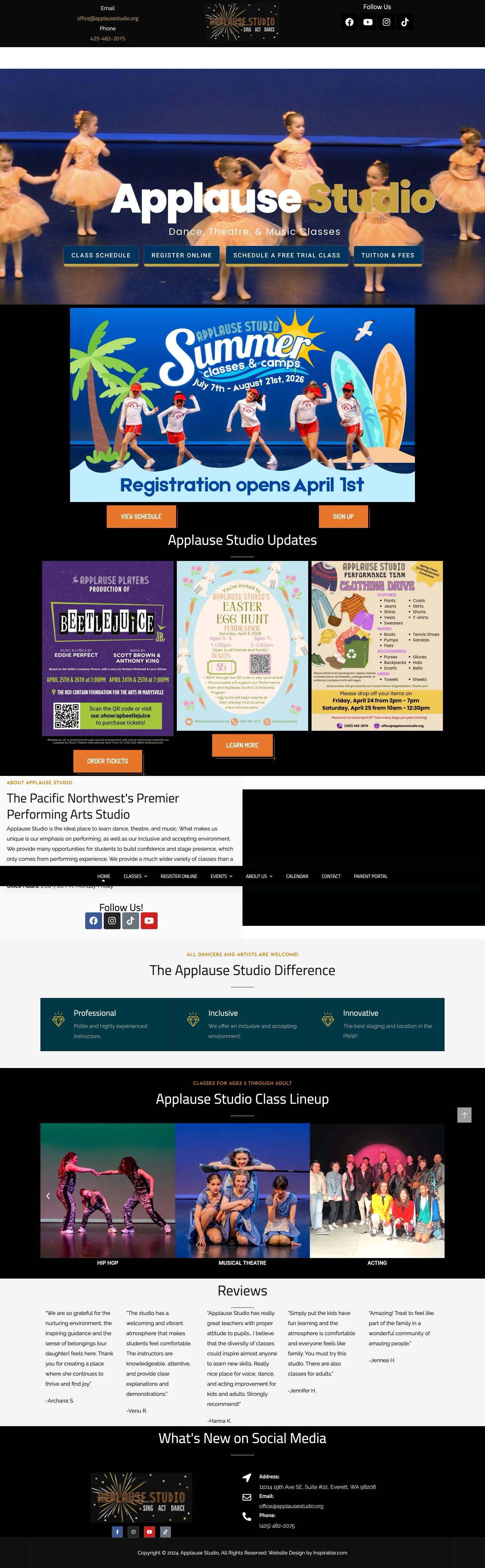 Applause Studio website by Inspirable