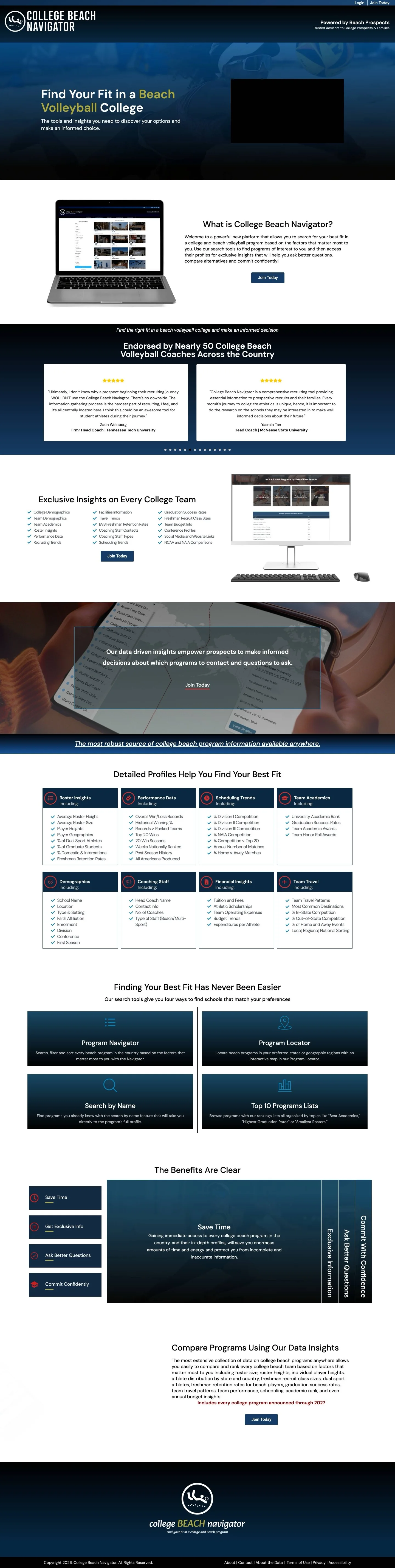 College Beach Navigator website by Inspirable